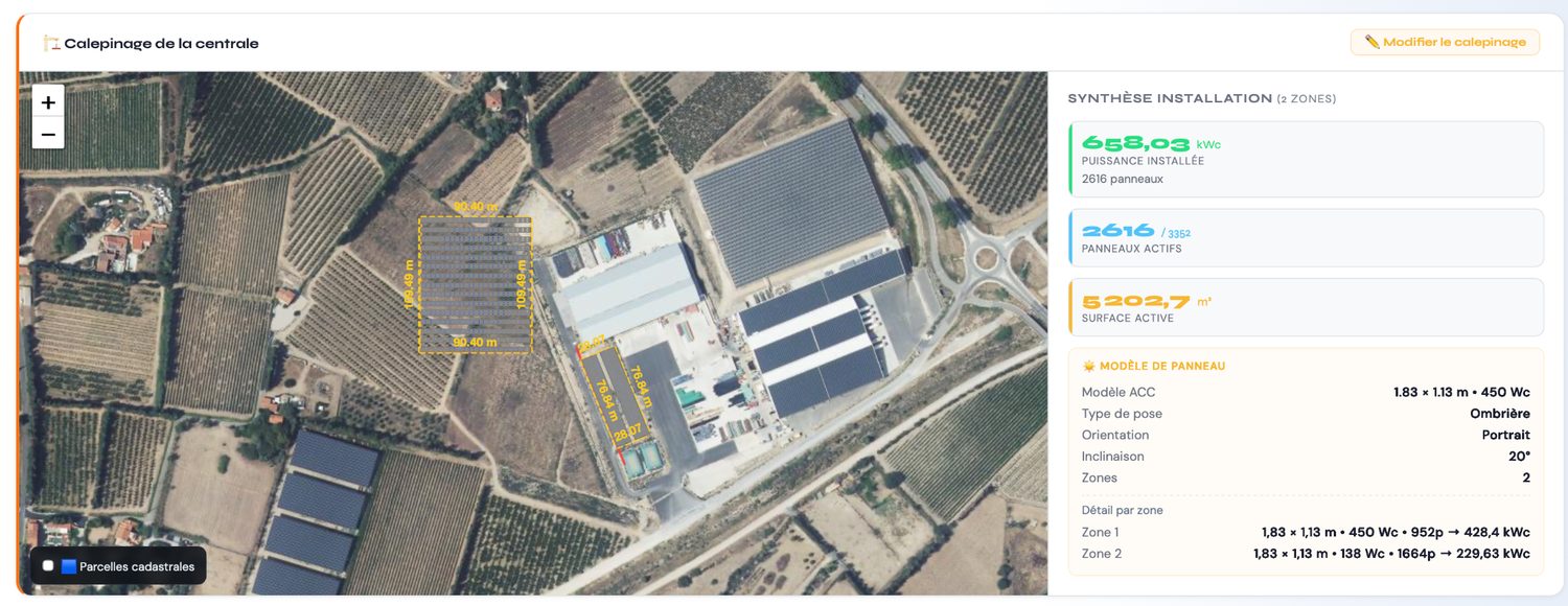 Calepinage photovoltaïque AGORAWATT